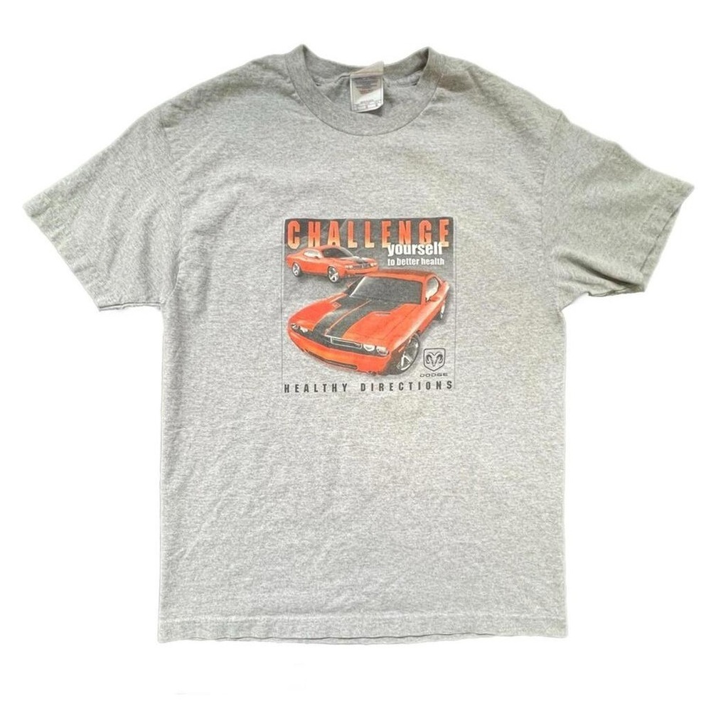 Murina Dodge Challenger Graphic T-Shirt Grey Made in USA Vintage Style Large